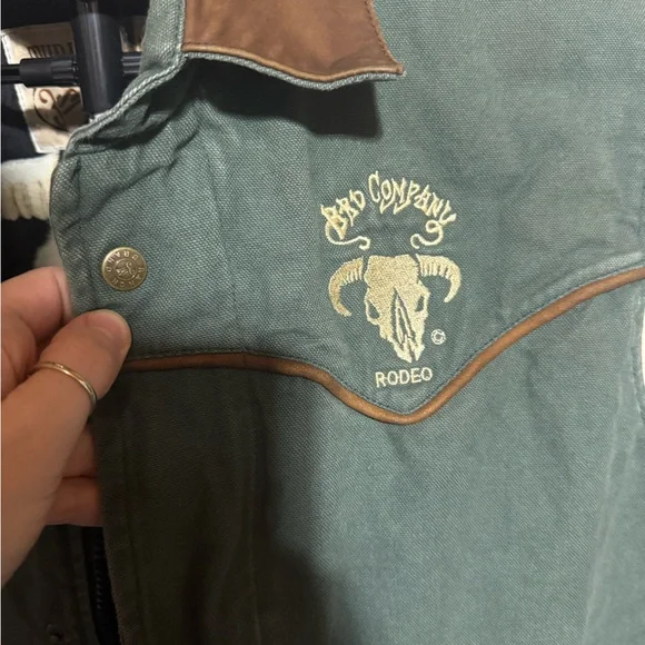Western Canvas Ranch Vest “Bad Company Rodeo” Three Strays Ranch Brand fits Larg